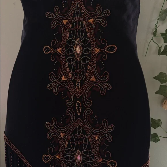 Cache Black Maxi Dress with Bronze Embellishment - Picture 4 of 7